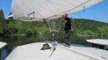 En Croatie sur le toit d&lsquo;un bateau. Une bonne DZ pour le décollage