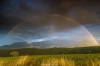 Paysages du Trièves. Photographie, arc en ciel 180° après l&lsquo;orage en lumière du soir.